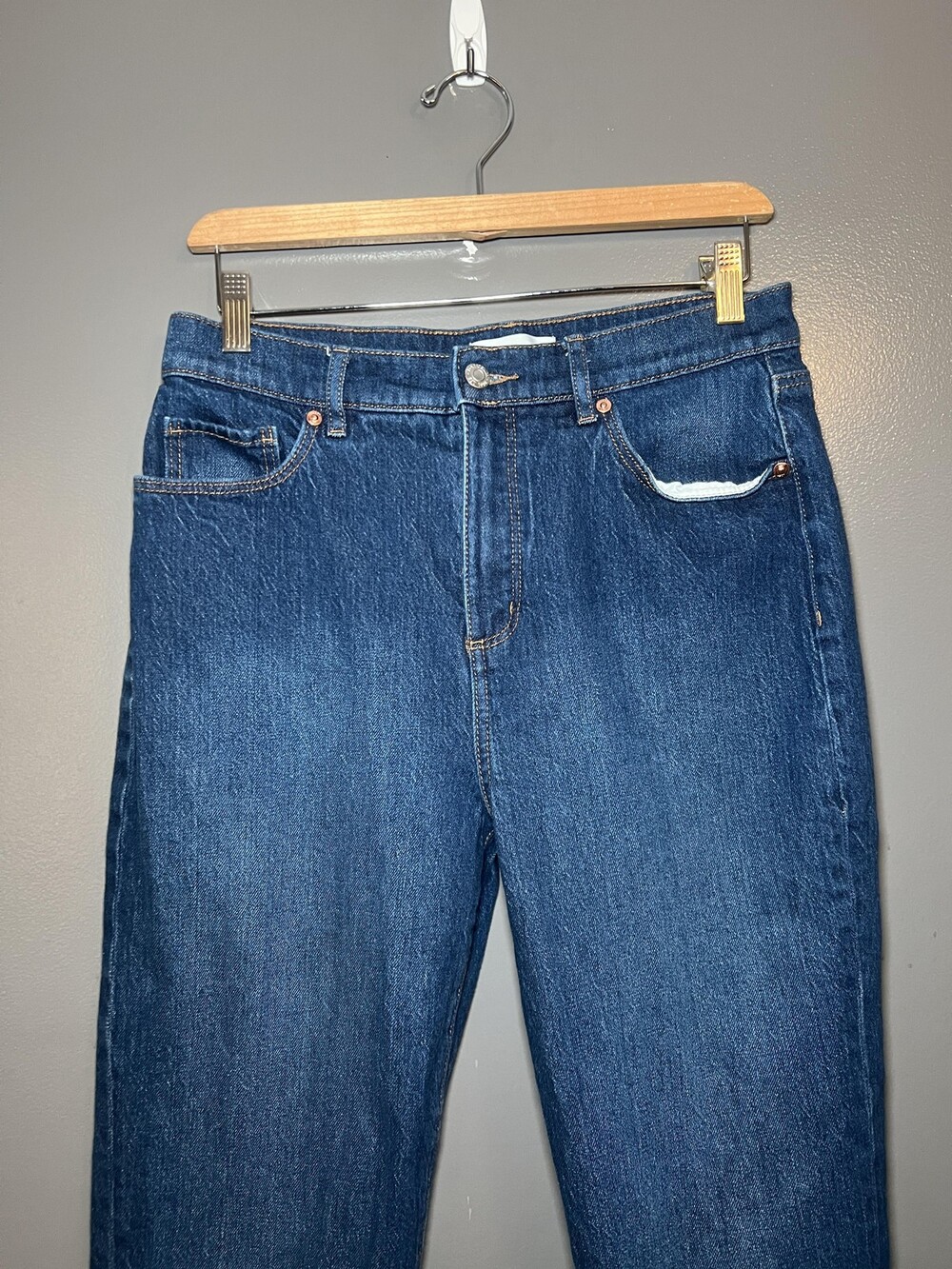 LOFT Jeans Womens 29/8 Medium Wash Blue The Straight Mid Rise Stretch Denim